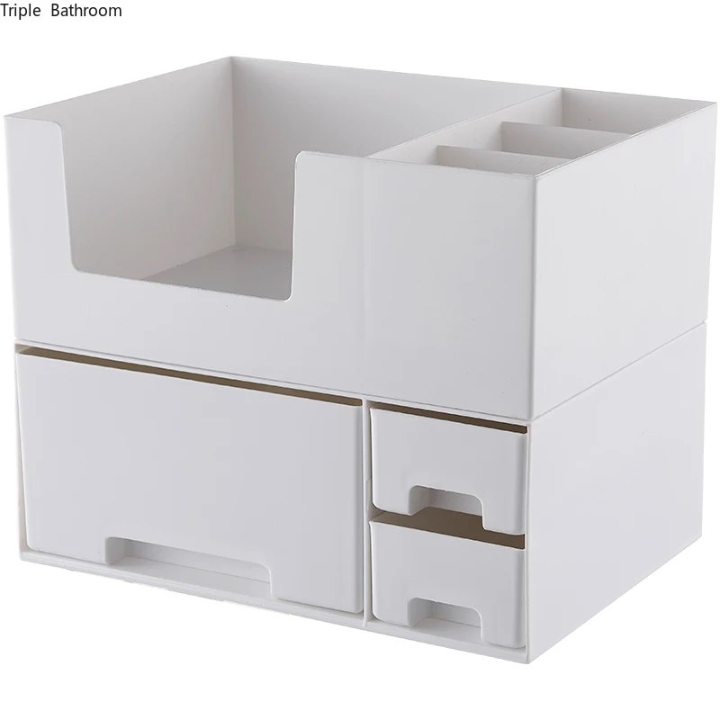

Large Capacity Cosmetic Storage Box Plastic White Drawer Organizer Jewelry Nail Polish Makeup Container Sundries Storage Box