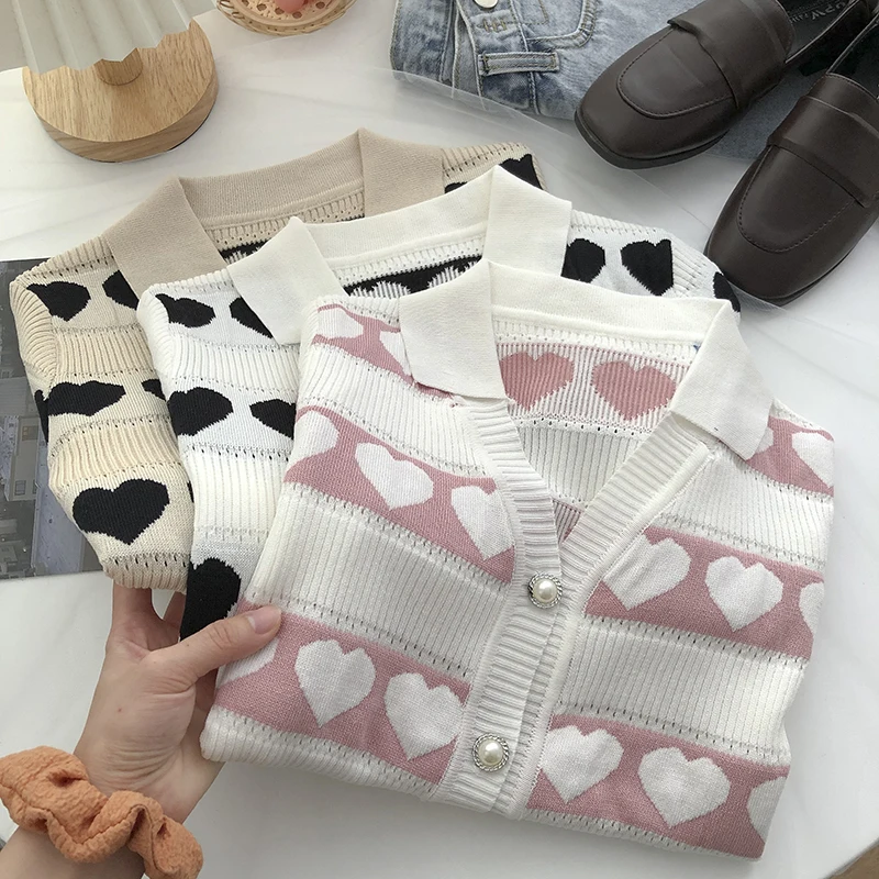 Женский трикотажный кардиган с коротким рукавом повседневный однобортный