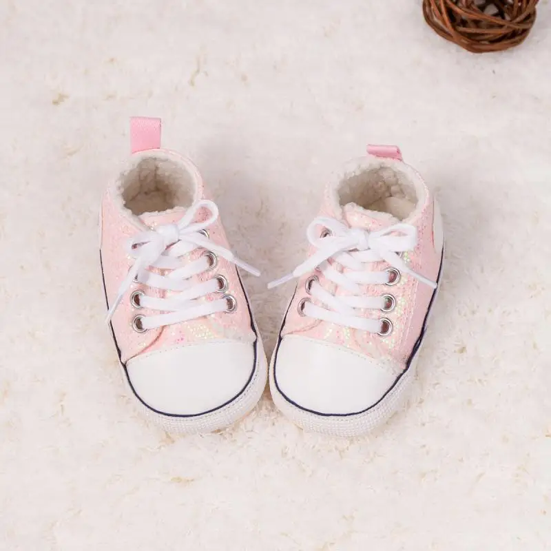 

KIDSUN Newborn Baby Canvas shoes Classic Bling Flash Star Sports Boy Girl Toddler First Walker Infant Non-Slip Baby Crib Shoes