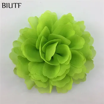 10Pcs 4 Inch Large Fabric Chiffon Flowers With Hair Clip Kids Girls Floral Hairpins DIY Baby Headband Apparel Accessories TH245 5