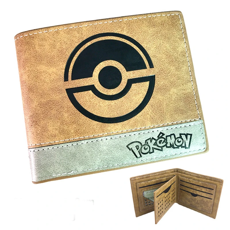 Короткий кожаный кошелек для вечеринки с изображением покемона Пикачу кармашком