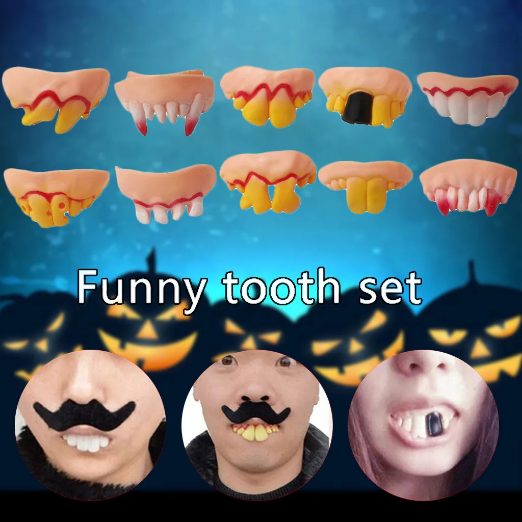 10 шт. ненастоящие зубы 1519 наряд для каникулы на Хэллоуин Вечеринка смешной кляп