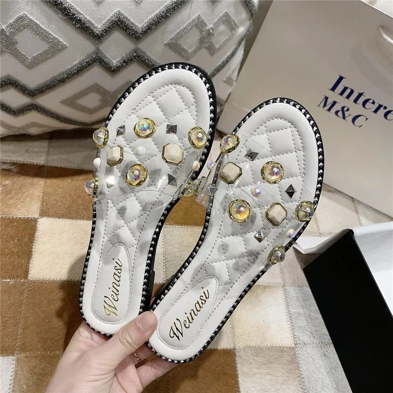 

Female Shoes Slippers Casual Transparent Heel Slides 2021 Luxury Soft Flat Fashion Basic PU Shoes Woman 2021 Transparent Slipper