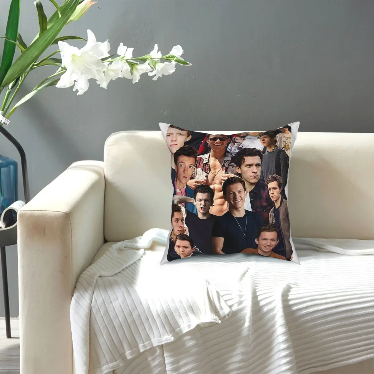 

Tom Holland Collage Cool Floor Pillow Throw Pillow Cover Polyester Cushions for Sofa Casual Cushion Covers