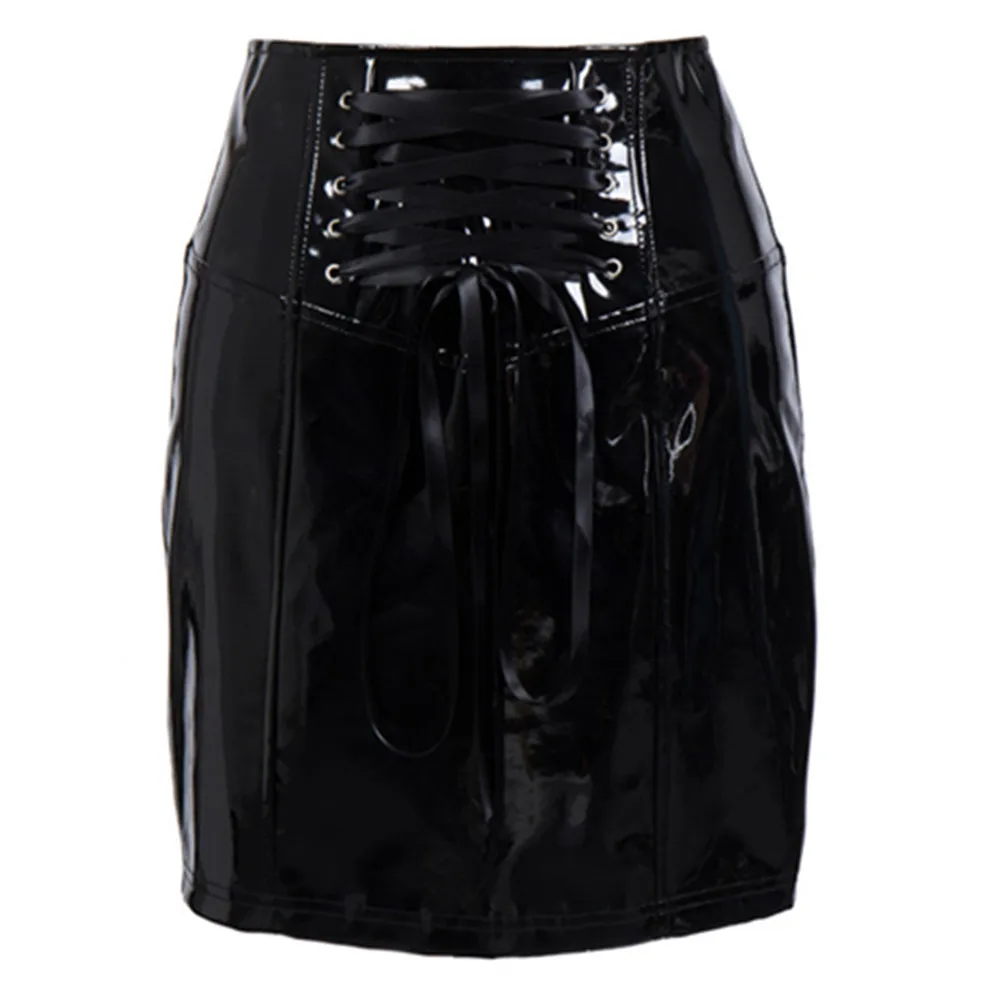 Женские ботинки на молнии черного цвета из искусственной кожи ПВХ Женская