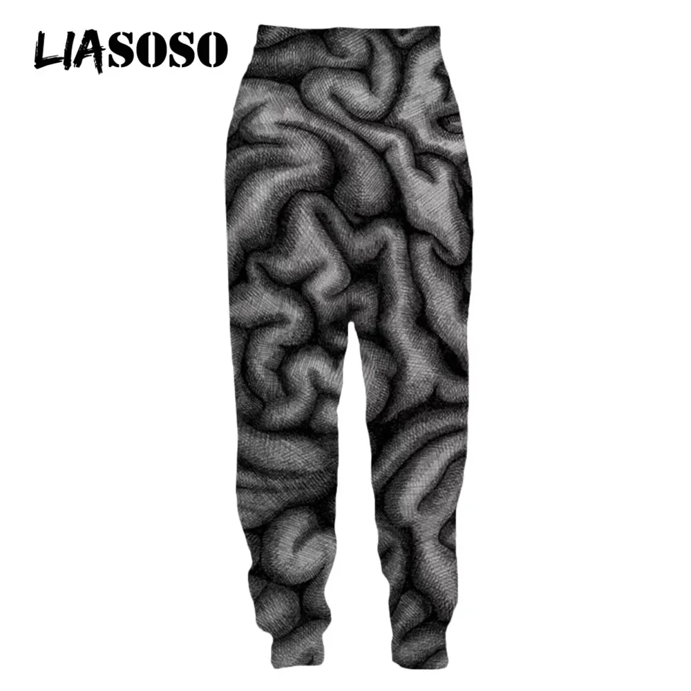 

LIASOSO 3D Print Head Brain Cerebrum Cartoon Pants Women Men's Funny Horror Sweatpant Casual Harajuku Jogging Oversized Trousers