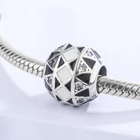 high quality designer white square and silver plated triangle 925 sterling silver diy accessories gift fit career women
