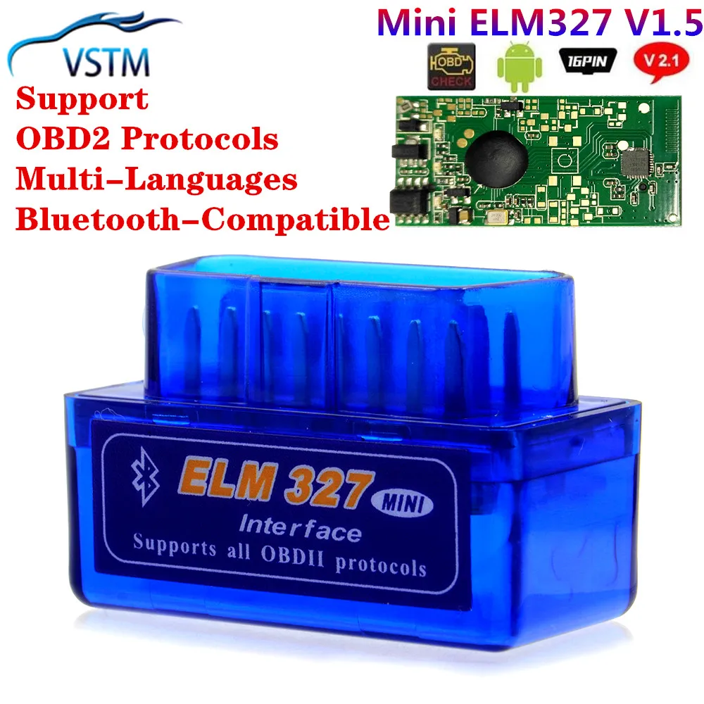 Диагностический сканер OBD2 V2.1 Elm327 Bluetooth 327 в 2 1/1 5|Диагностические сканеры для