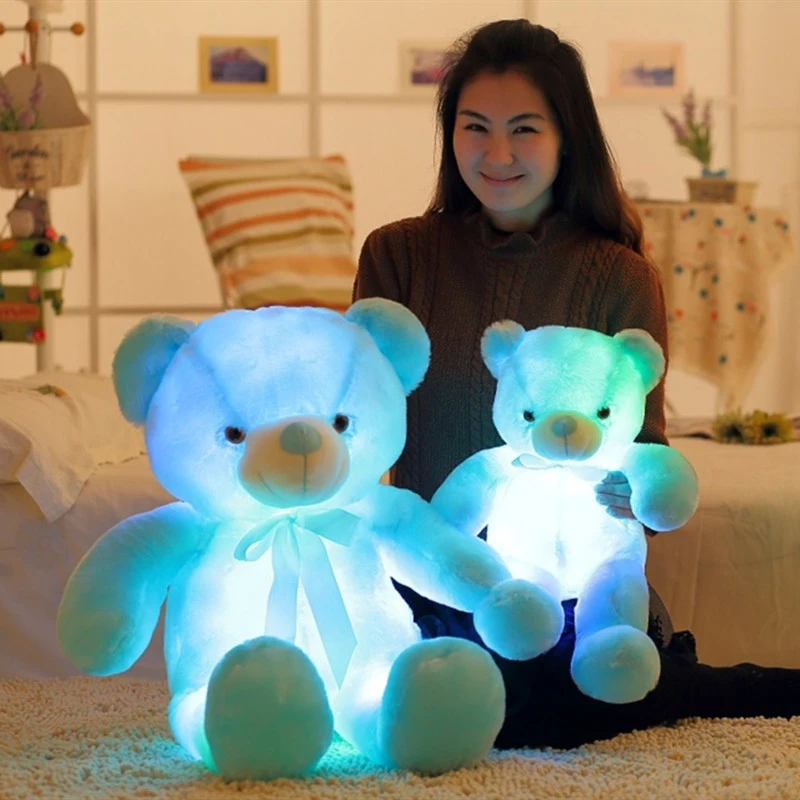 

30/50cm Light Up LED Teddy Bear Stuffed Animals Plush Toy Colorful Glowing Christmas New Year Gift for Kids Pillow Home Decore