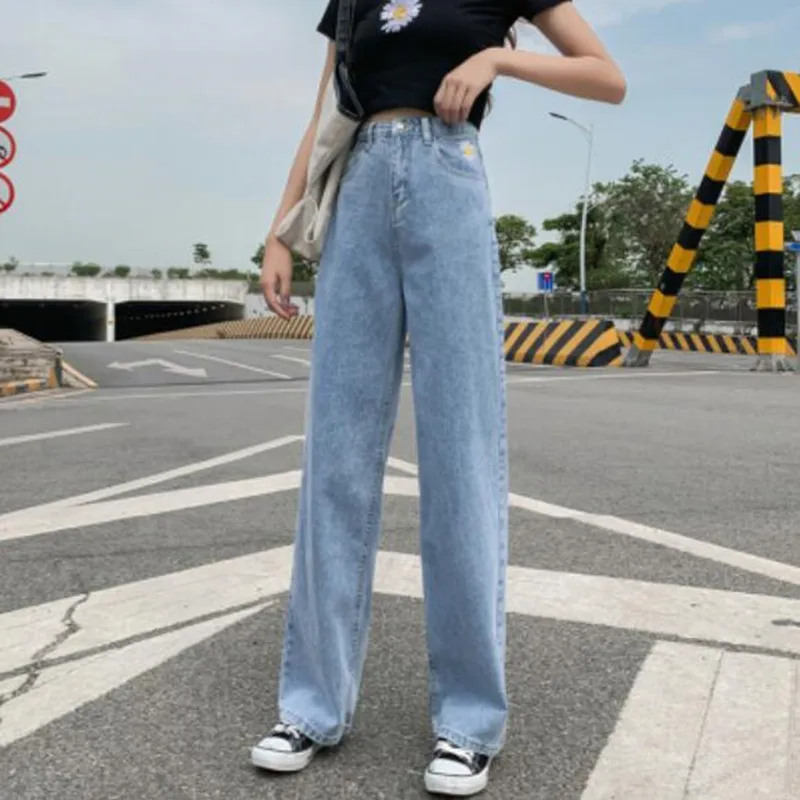 

Woman Jeans High Waist Clothes Wide Leg Denim Clothing Blue Streetwear Vintage Quality 2021 Fashion Harajuku Straight Pants
