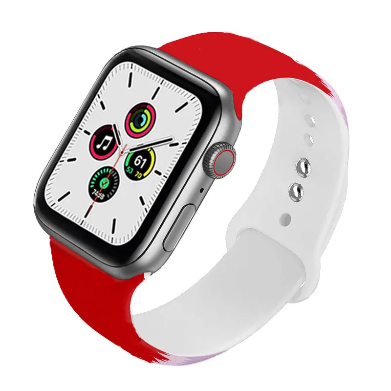 

Printing Silicone Strap For Apple Watch 6 Band 44mm 40mm Iwatch band 42mm 38mm belt Bracelet for Appel Watch Serie SE 6 5 4 3