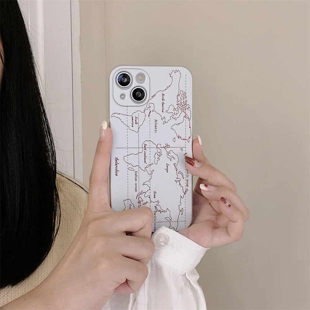

Electroplated frosted world map anti-falling mobile phone case for iPhone 13 12 11 Pro 7 8 Plus X Xs Max XR frivolous case