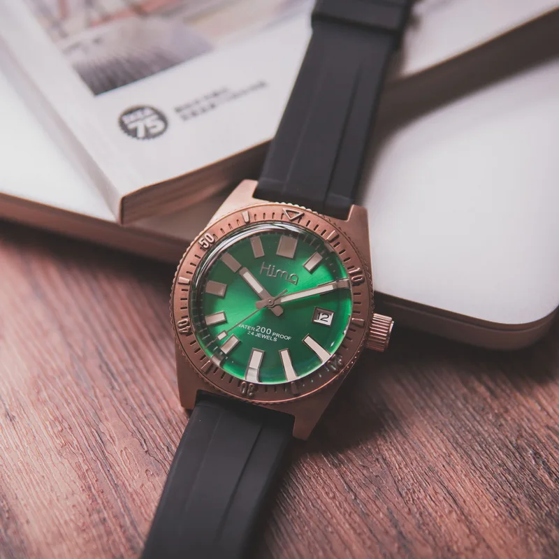 Часы мужские автоматические бронзовые водонепроницаемые швейцарские