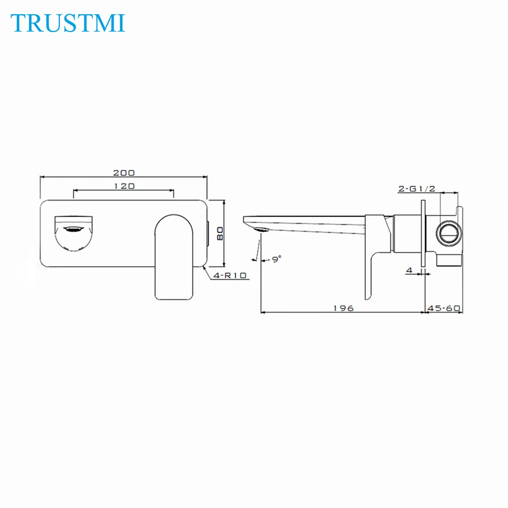 Скрытый латунный Смеситель для ванной комнаты кран раковины одно рычаг