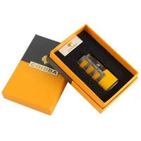 cohiba metal cigar lighter tobacco lighter 3 torch jet flame refillable with punch smoking tool accessories portable gift box