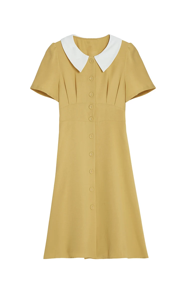 

ACIR baby Collar Chiffon dress women's summer dress 2021 new mid length Platycodon French style long skirt