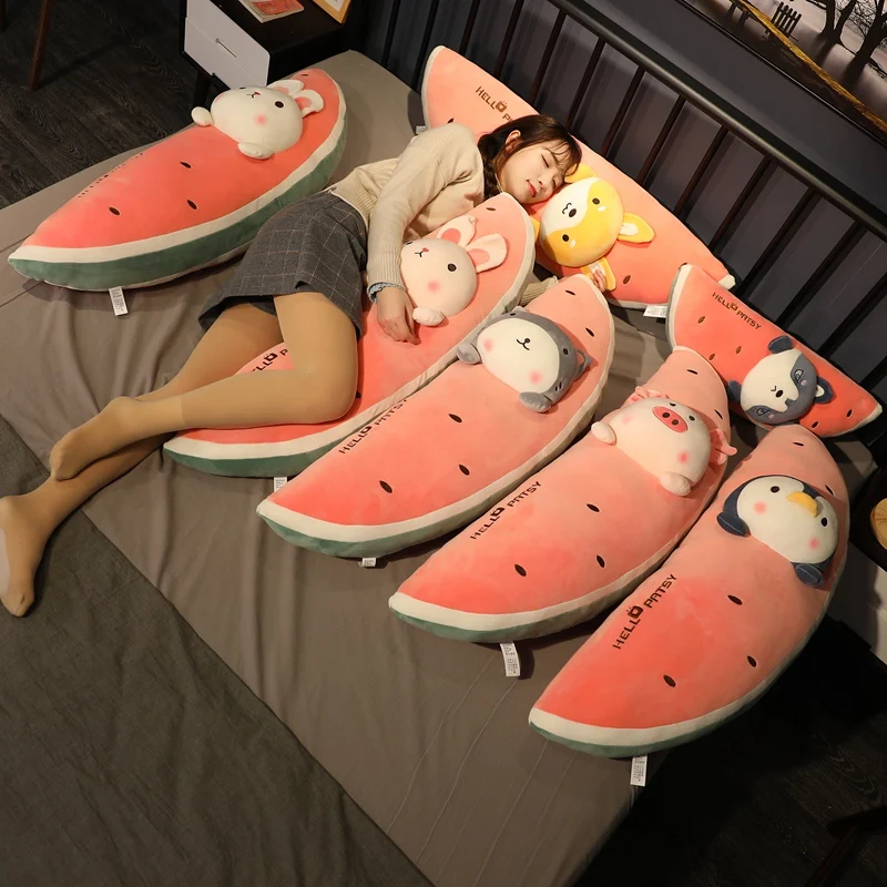 

New Cute Fruit Animal Plush Toy Soft Stuffed Pillow Watermelon Rabbit Penguin Pig Shiba Inu Cushion Doll Birthday Gife for Kids