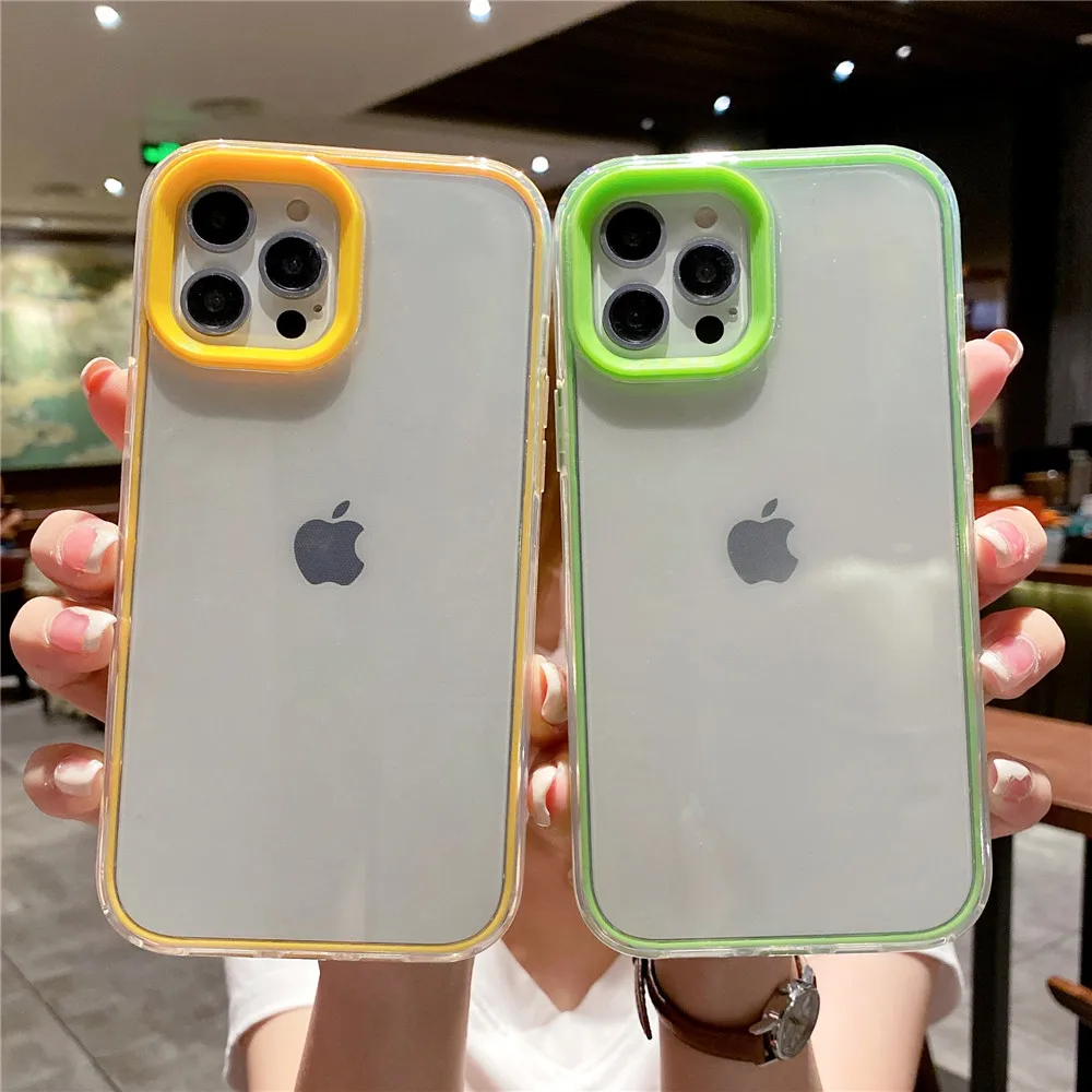 

moskado TPU Color Transparent Phone Case for iPhone 11 12 Pro Max X XS Max XR 7 8 Plus SE2020 Mobile Phone Protective Soft Shell