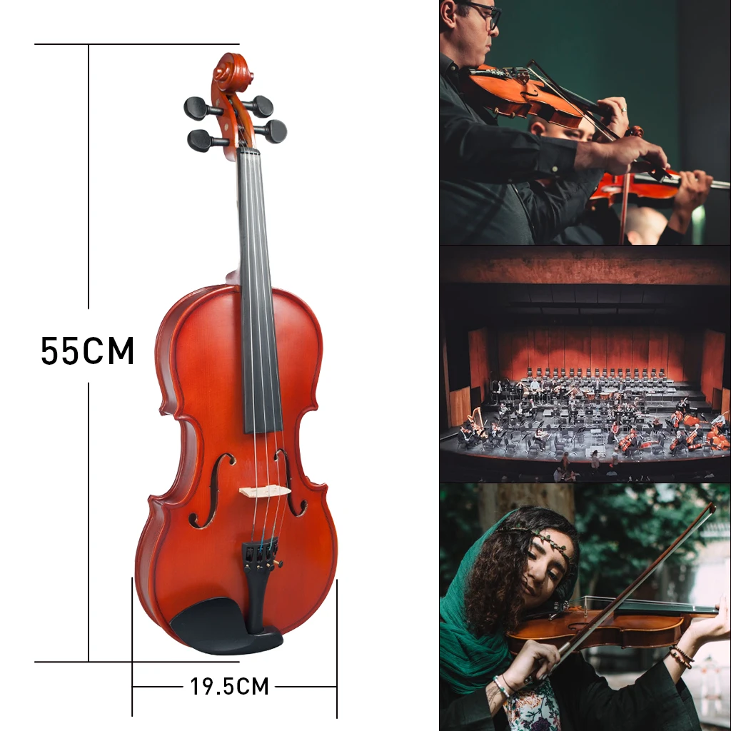 NEW 3/4 Violin Matte Violin Student Violin W/Case+Bow+Rosin Set For Biginner Violin Learner Natural Color Violin/Fiddle enlarge