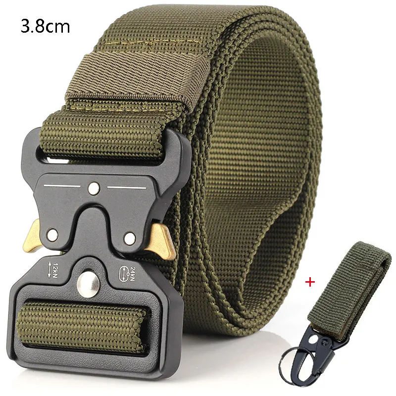 army green3.8 1hook Тактический ремень нейлоновый военный поясной ремень с металлической пряжкой сверхмощный тренировочный поясной ремень Охотничьи аксессуары 125 см 135 см регулируемый - Цвет: army green3.8 1hook
