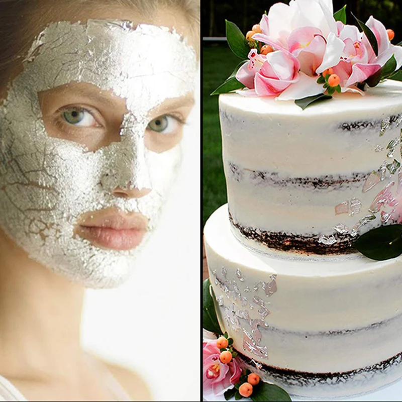 Съедобные Листы серебряного листа 11 см Подлинная серебряная фольга для