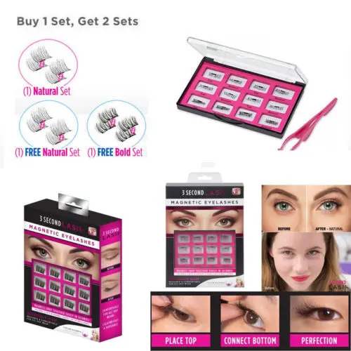 3 секунды ресниц магнитные ресницы Косплей Набор с пинцетом 3D Многоразовые