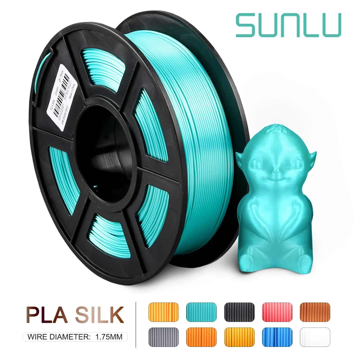 HW-SILK-GN-1KG SUNLU 1,75 мм шелковая нить Pla 1 кг 1,75 мм шелковая 3d нить для 3d принтера полноцветная шелковая нить для рукоделия Художественная печать - Цвет: HW-SILK-GN-1KG