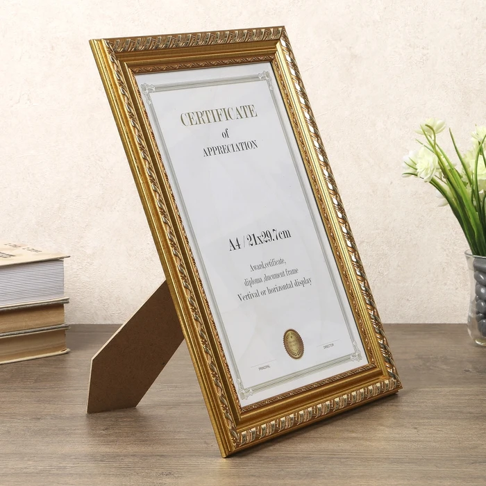 Photo frame plastic A4 &quotStrokes" gold 35x26.5 cm 4290403 Home decor Decoration Garden |