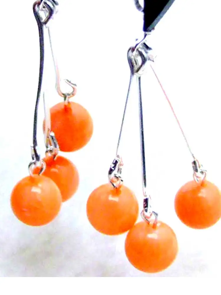 

Qingmos 6-7mm Round Natural Pink Coral Earrings for Women with Genuine Stone Earring Hook Dangle Earring 2" Jewelry Ear124
