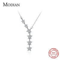 modian twinkle pentagram y shape pendant necklace for women 925 sterling silver luxury link chain necklace wedding fine jewelry