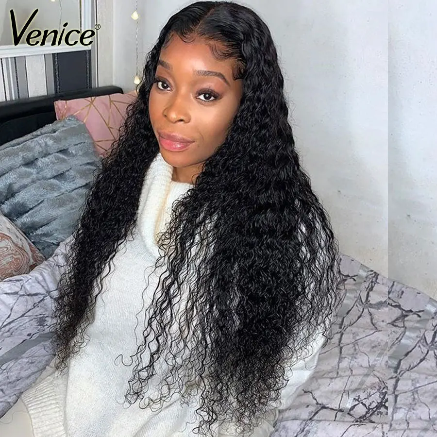 Венецианские волосы 13х6 человеческие на фронте парики для черных женщин кудрявые