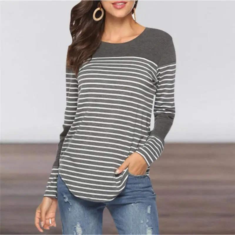 Женская блузка с длинным рукавом для беременных полосатая футболка кормящих мам