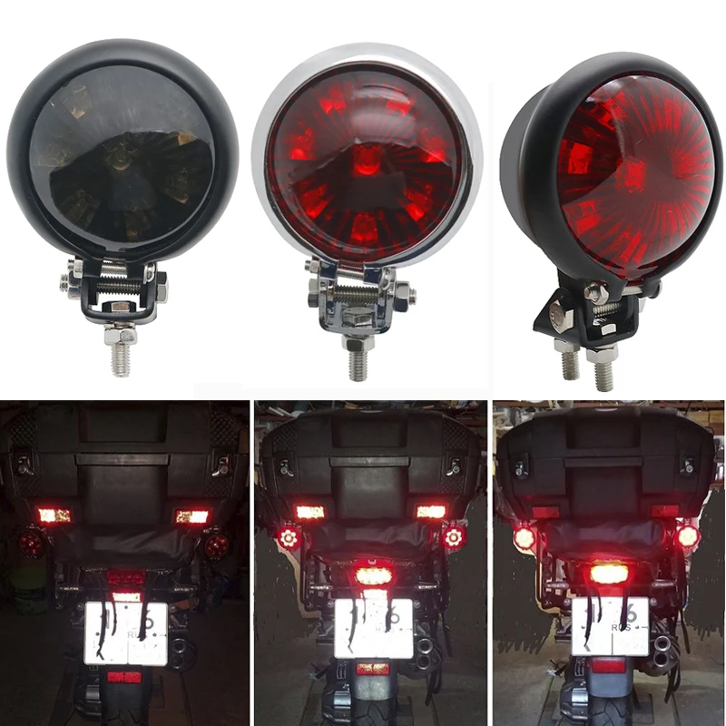 Универсальный мотоцикл LED курил черный красный объектив 12V светодиодный