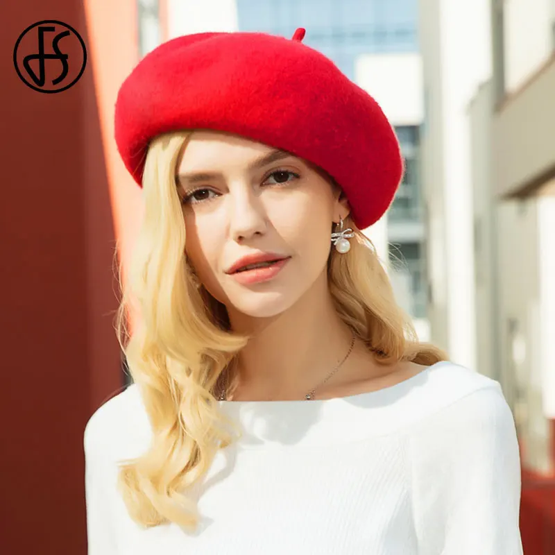 FS шерстяная женская зимняя шапка французский берет синяя винтажная женские