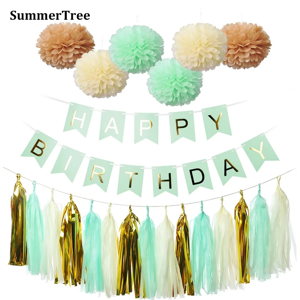 Баннер из папиросной бумаги гирлянда с помпоном для девочек и мальчиков