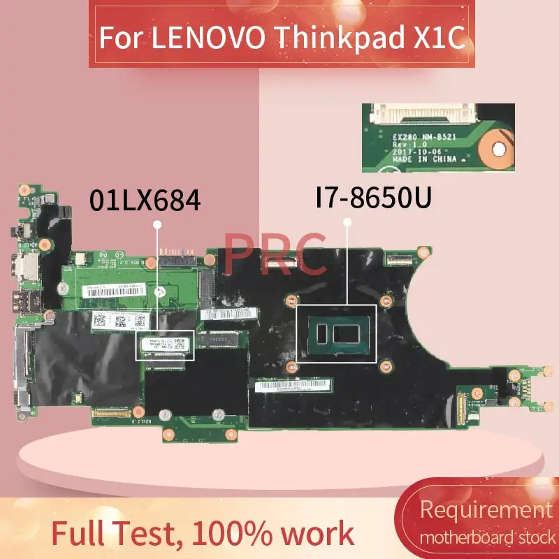 Billig 01LX684 Für LENOVO Thinkpad X1C I7-8650U Laptop Motherboard 01LX684 SR3L8 Mit 16GB RAM DDR4 Notebook Mainboard