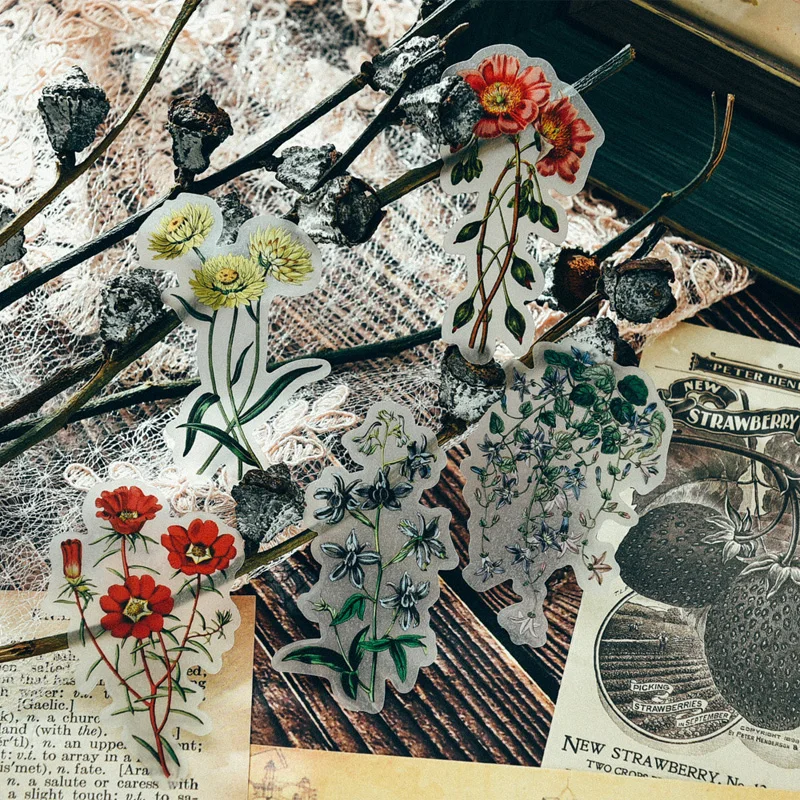 

32 шт./пакет винтажное растение наклейки для скрапбукинга DIY прозрачная бумага с серной кислотой альбом проект планировщик декоративные нак...