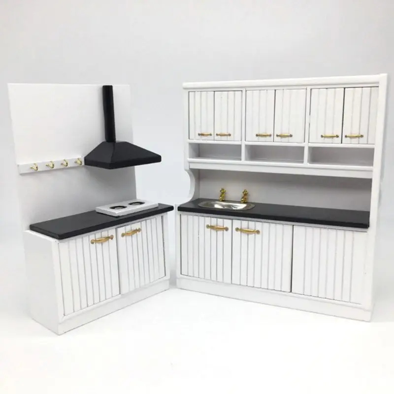 

1/12 Mini Dollhouse Miniature Simulation Kitchen Sink Stove Cabinet Furniture