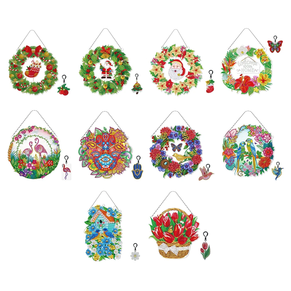 

DIY Diamond Painting Flower Wreath Kit Christmas Decoration for Home Door Hanging Pendant Navidad Decor Diamond Craft#20