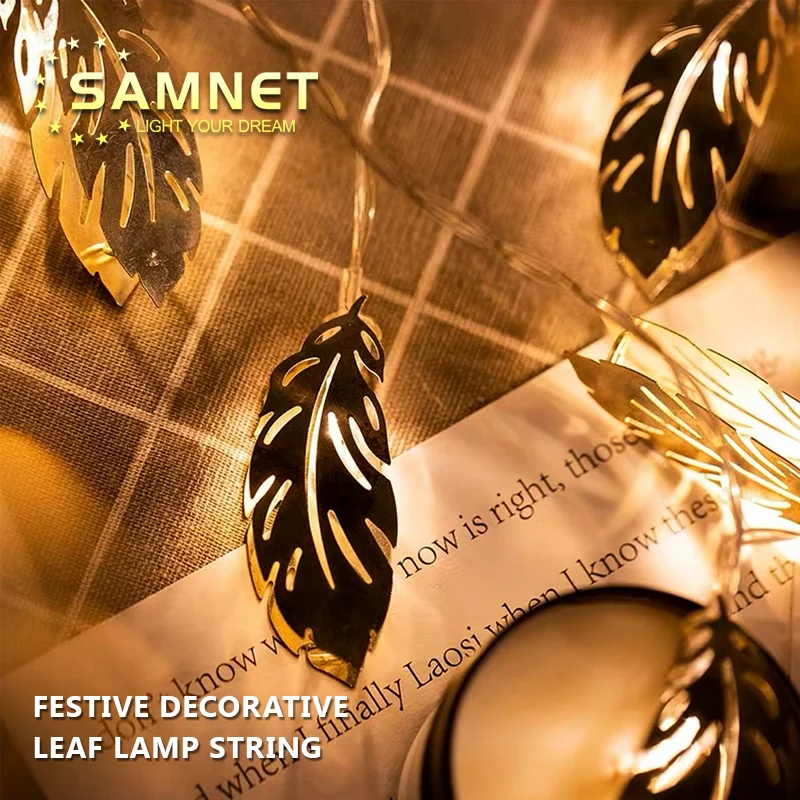 Гирлянда с листьями из перьев и USB батареей светодиодный светодиодная гирлянда