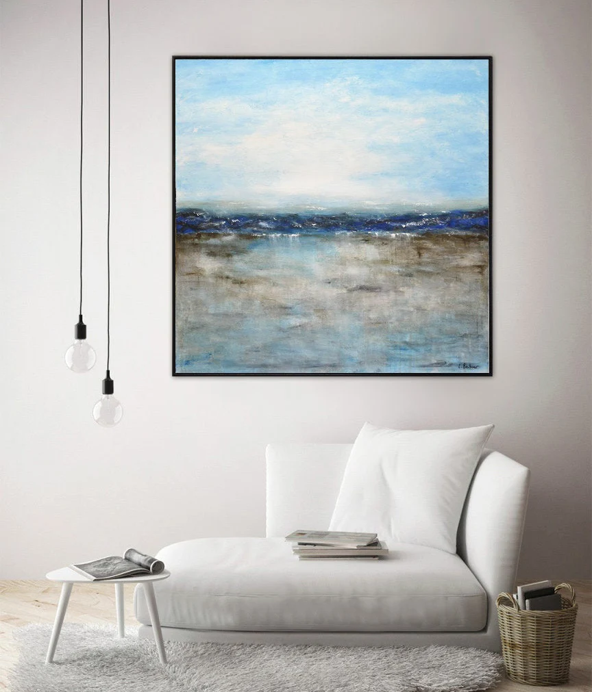 

Landscape painting large painting square abstract oil painting ocean blue seascape modern art Handmade Abstract Oil Painting