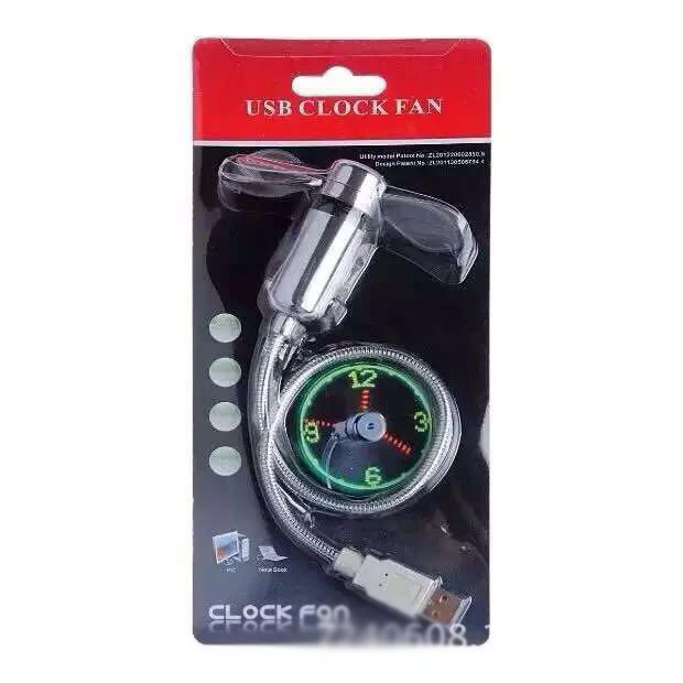 

MINI Flexible LED USB Clock Fan Watch Gadgets Office Desk Cooling Temperature Adjustable Display Fan for PC Laptop Desktop Gifts