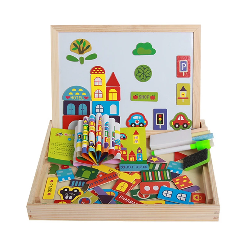 Лучшие продажи Детские магнитные двухсторонние головоломки Игрушки для раннего