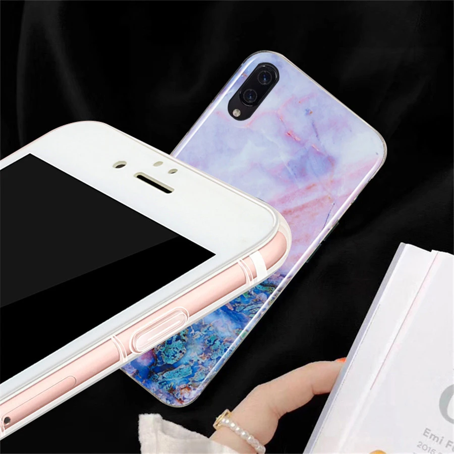 Мягкий чехол из ТПУ с узором для huawei Y6 2019 Красочные Мрамор Y3 Y5 Y7 Y9