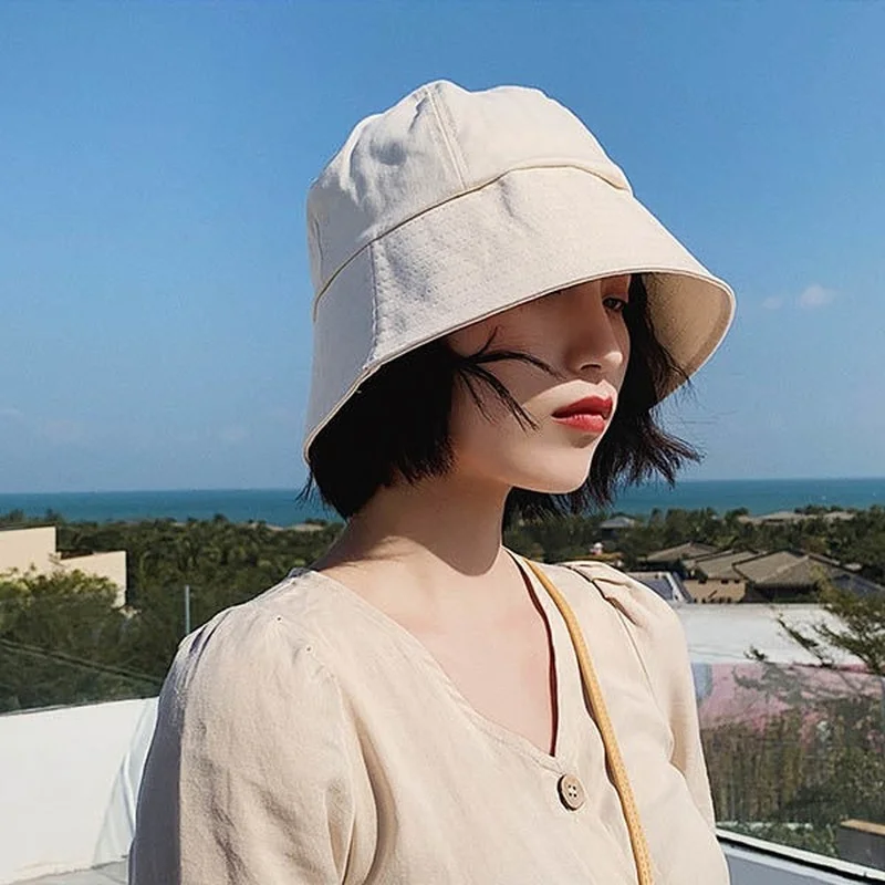 Панама женская с защитой от солнца однотонная простая универсальная уличная