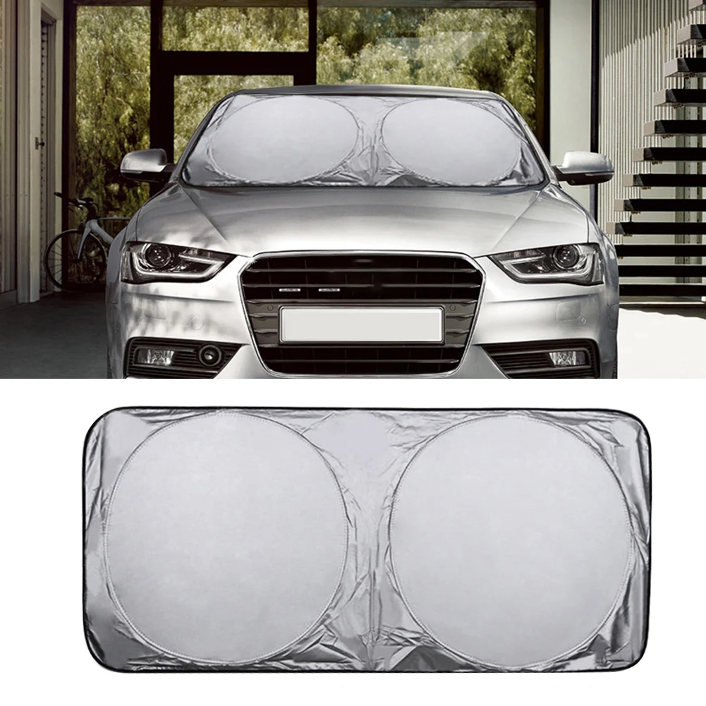 

Dust Protection UV Protection Car With Cover Folding Waterproof Sun Visor Sun Shade Windshield Front Double Circle