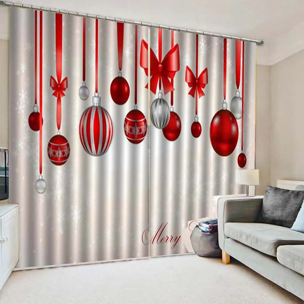 Christmas Decoration Full Blackout Hook Print Curtain Bedroom Decorative Butterfly Wind Chimes Snowflake | Дом и сад