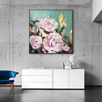 flowers painting on canvas large gold leaf original acrylic texture wall art abstract rose painting living room home decor