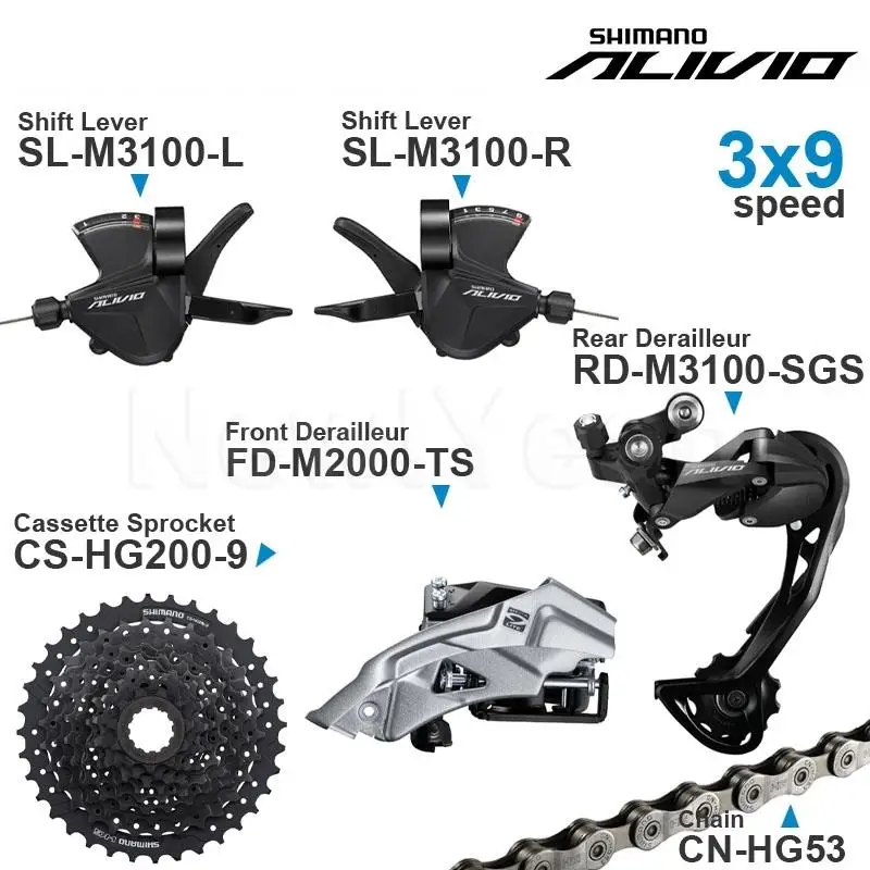 Набор компонентов SHIMANO ALIVIO M3100 3x9 В с переключателем скоростей задний и передний