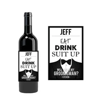 customized best man invite liquor wine bottle label will you be my groomsman invitationeat drink and suit up funny wine gifts
